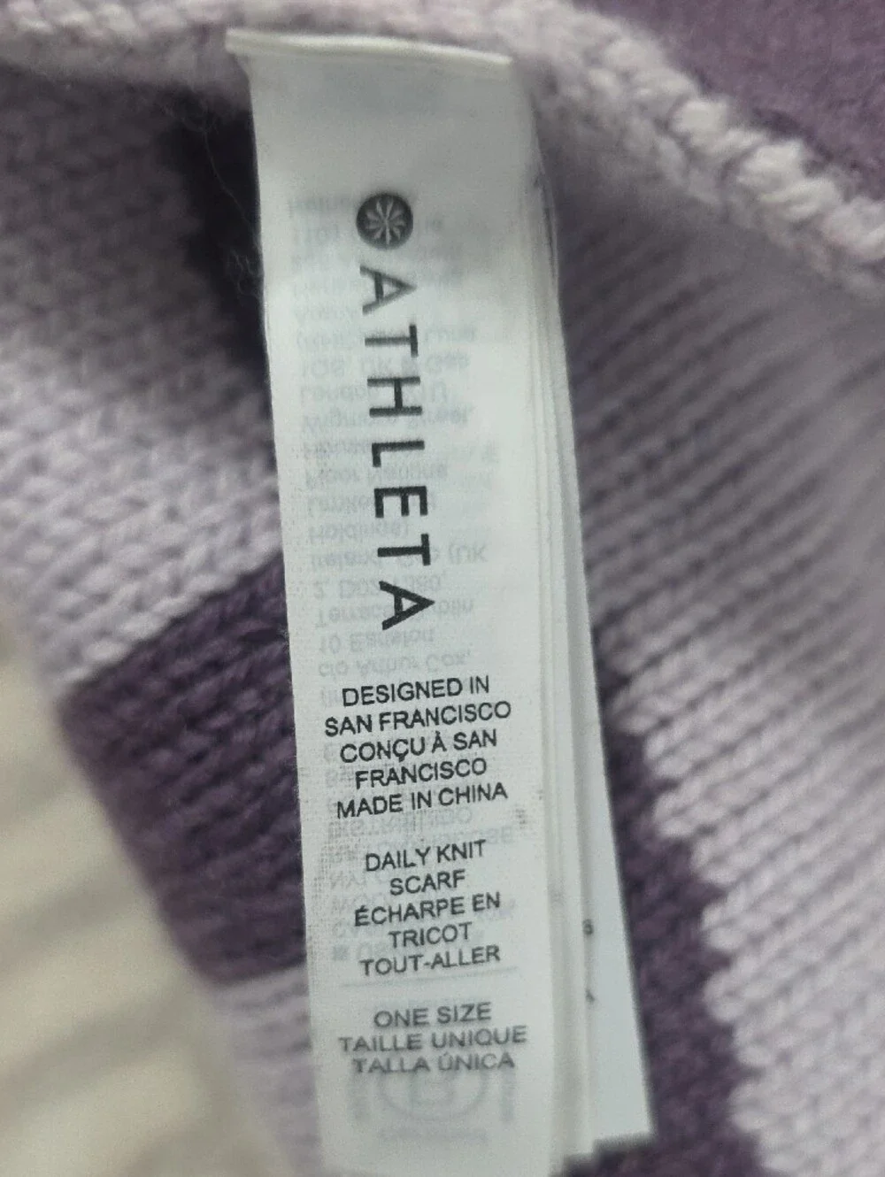 Athleta Cashmere Blend Lavender Knit Logo Scarf